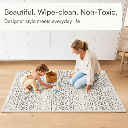 Baby Play Mat for Floor – 4x6ft Boho | Soft Non Toxic Premium EVA Foam Tiles for Tummy Time, Crawling & Playroom – Waterproof Interlocking Floor Mat for Babies & Toddlers by Lillefolk (6 Tiles)