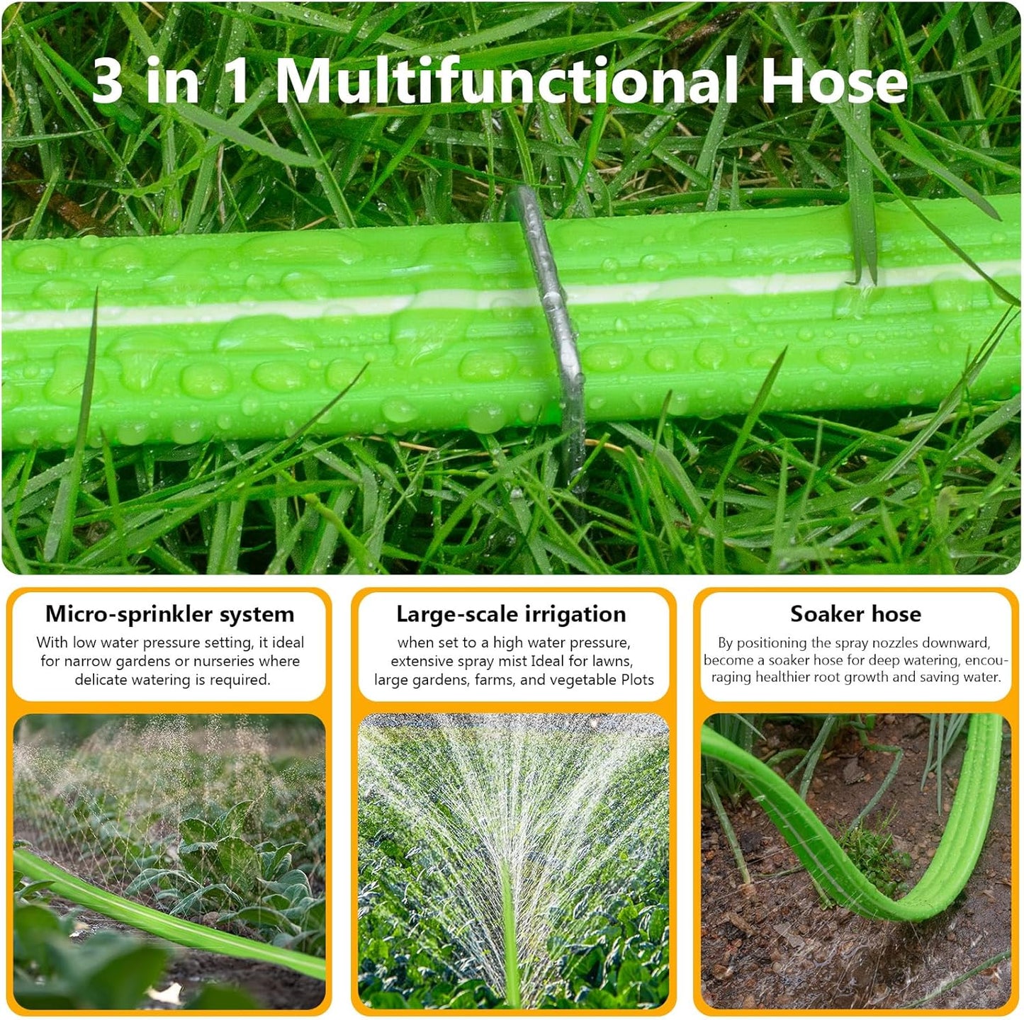 LAVEVE Sprinkler Soaker Hose for Yard 25 FT, Heavy Duty Garden Water Hoses with Stakes, Sprinklers System for Lawn, Flexible Drip Irrigation Tubing