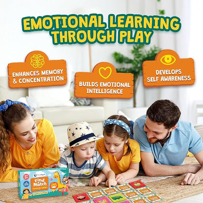 Find & Match - Feelings Safari | Animals & Emotions Matching Memory Game for Kids | Ages 3+ | Social Emotional Learning Toys and Activities | Play Therapy Games