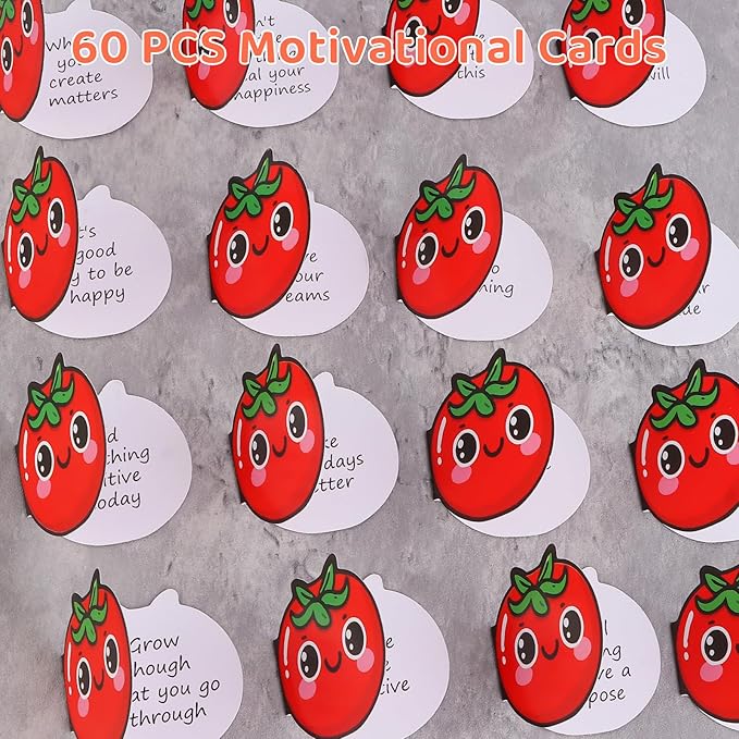 60 PCS Positive Tomato Cards Jar, Emotional Support Jar, Tomato Affirmation Cards, Inspirational Gifts for Women, Cheer Up Gifts, Unique Positive Gift for Women, Teen Girl