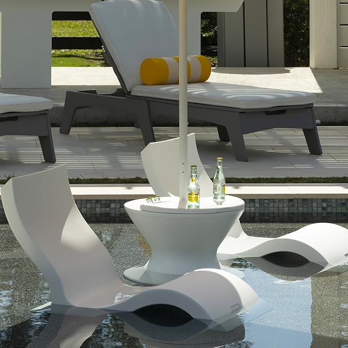 Ledge Lounger - Signature Lowback Chair - for in-Pool or On-Deck Use - Water Depths 0-9” - Compatible with All Types - Resin Water Chairs - for Pool, Sundeck, Patio - Set of 2 - Granite Gray