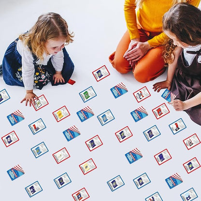 gisgfim 50 Pairs Memory Matching Game Flags of U.S. States Concentration Memory Card Educational Cards Games Geography Learn States Capitals Game Gift for Kid Adults Learning Activities Matching Games