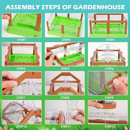 Kids Gardening Plant Growing Kit-Kid Plant Growing Greenhouse Set with Upgraded Irrigation & Light-Perfect Garden Plant for Boys and Girls