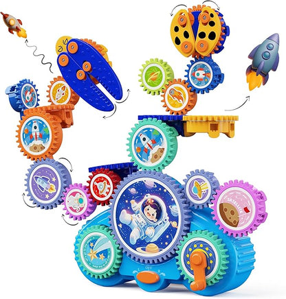 KOKODI Gear Building Toys for Kids, Electric & Manual Construction Set for Kids, Engineering Learning Kit for Ages 3-8 Years Old, Birthday Gifts & Preschool Educational Toys for Boys Girls