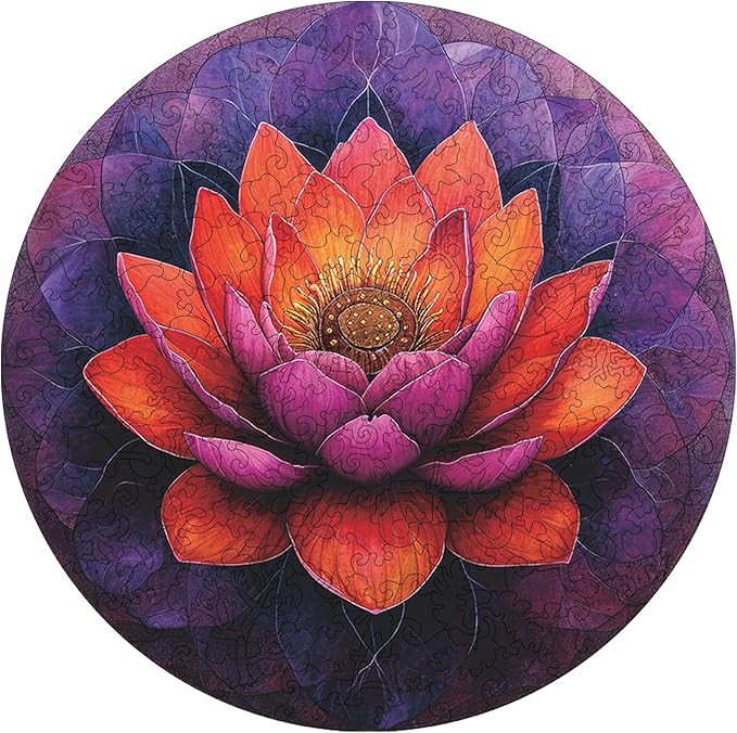 Jiroinlly Flower Wooden Puzzle for Adults, Mandala Jigsaw Puzzles 200 Piece, Unique Shapes Family Reunion Puzzle for Adults and Kids, Beautiful Package, Best Gift for Family Friends Medium 11.2x11.2in