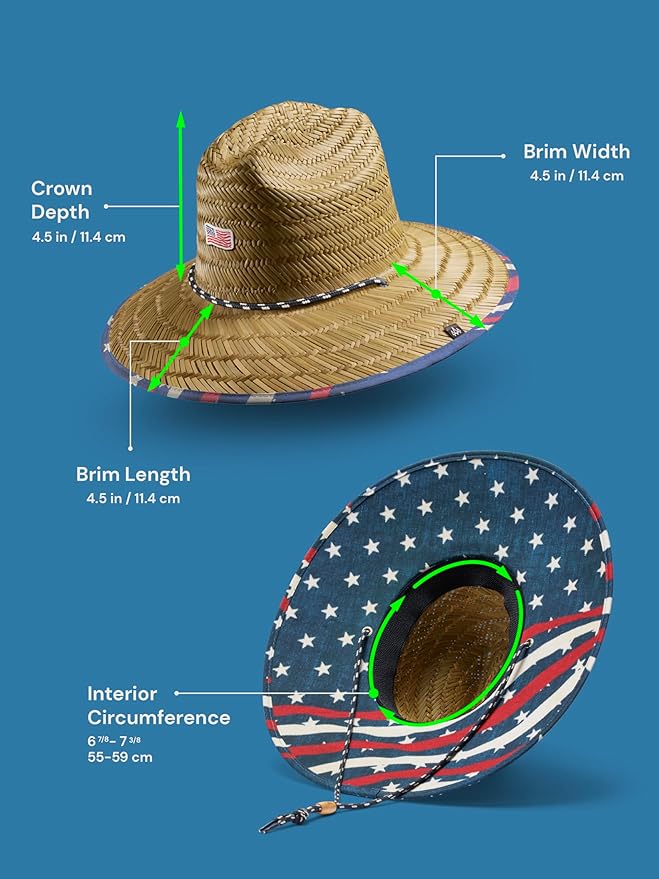 Straw Hat for Men & Women | Lifeguard Hat, Beach Hat & Sun Hat | UPF 50+ Wide Brim for Sun Protection | One Size | Hemlock