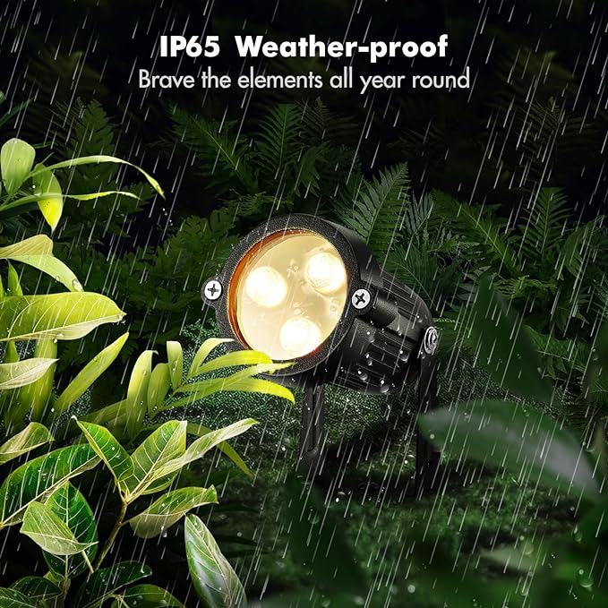 LemonBest Landscape Lighting - 6W RGB Color Changing Halloween Landscape Lights 120V Christmas Outdoor LED Spotlight with Remote Control Waterproof Spot Lights for Yard Garden Patio Driveway (2 Pack)