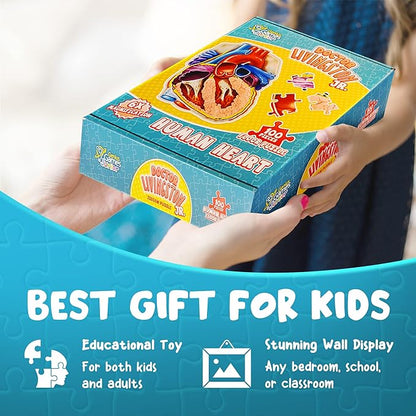Human Heart Anatomy Floor Puzzle — Genius Games Doctor Livingston Jr Anatomy Toy - Kids Puzzles & Science Toys - Human Heart Model - 100 Piece Jigsaw Puzzles for Kids, Toddlers, Teens