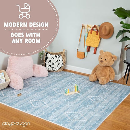 Play Platoon Non-Toxic Large Kids Play Mats for Floor, 9 Tiles, 72 x 72 inch - Extra-Thick Foam Tiles, 24 x 24 inch Puzzle Mats, Neutral Playmat for Toddlers & Childrens Playroom - Saguaro Print
