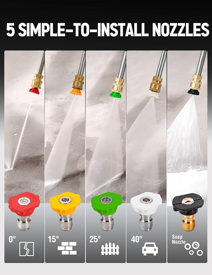 Gas Pressure Washer 3800 PSI and 2.5 GPM, 212CC, with Onboard Soap Tank, 10" Wheel, 5 Nozzle Set, for Cars/Fences/Homes/Patios/Furniture