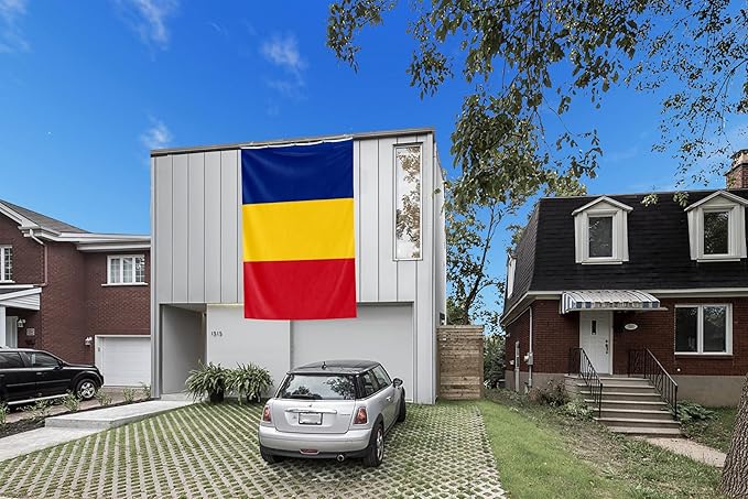 Romania Extra Large Flag 10x15FT Giant Romanian National Polyester Banner With 5 Grommets Fade Resistant Vivid Color For Patriotic Festival Events Party Decoration(Romania, 10x15FT)