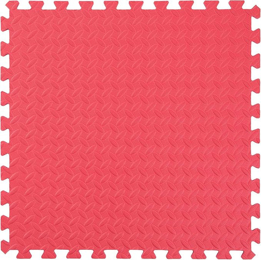 IncStores 1/2 Inch Thick Diamond Soft Foam Flooring Tiles | High-Density Interlocking Foam Tiles for Rugged Style in Your Home Gym, Playroom, and More | Red, 6 Tiles