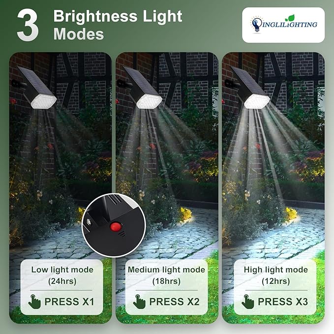 DINGLILIGHTING Solar Lights Outdoor Waterproof: IP65 Led Spot Light Decorations for Garden - 3 Lighting Modes Solar Powered for Yard - Dust to Dawn Uplighting Landscape Pathway Drive Patios 4PC White