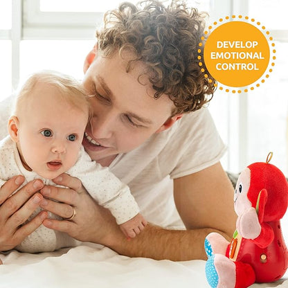 KiddoLab Musical Monkey Plush Toy - Soft Stuffed Animal with Light-Up Buttons and Melodic Nursery Songs for 3+ Month Old Babies