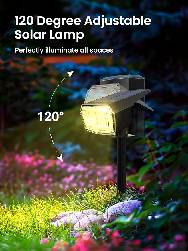 Color Changing Solar Spot Lights Outdoor, 9 Lighting Modes Colored Solar Lights Outdoor RGB, Color Solar Lights Waterproof IP65, Landscape Spotlights for Halloween Christmas Decorations