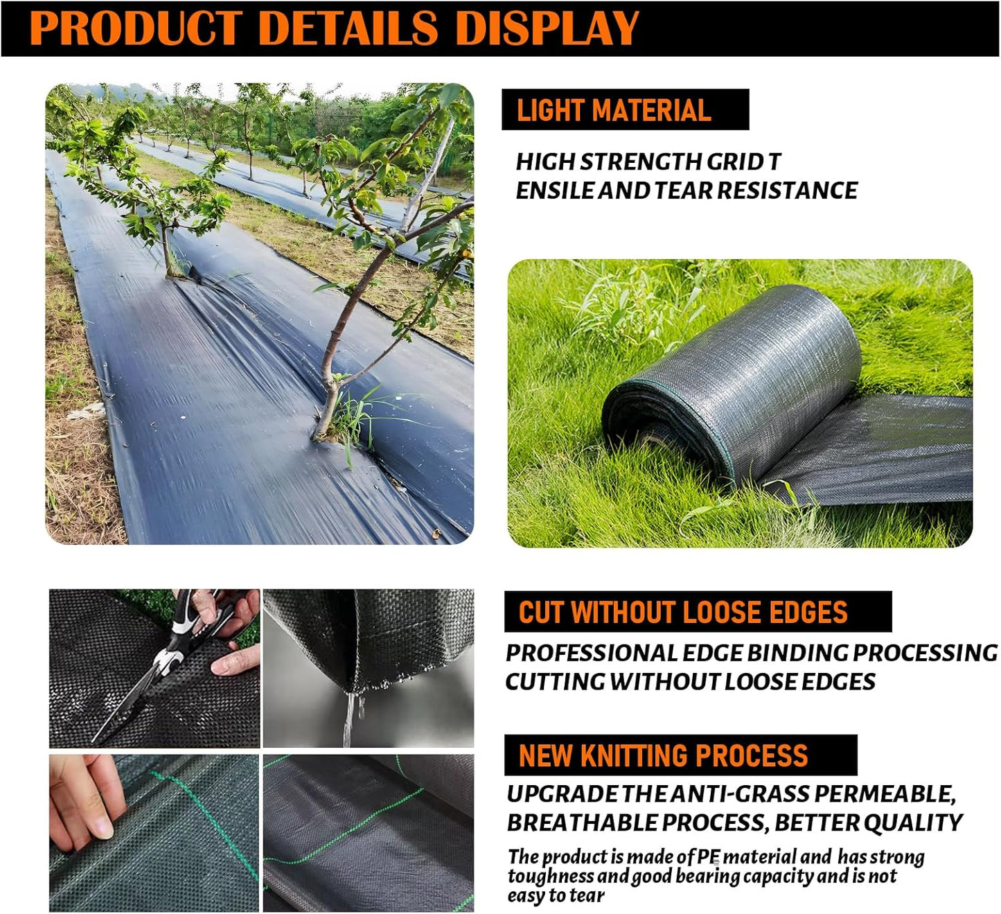 3Size Weed Barrier Landscape Fabric Heavy Duty Woven Ground Cover Weed Cloth Geotextile Fabric Driveway Fabric (3x200FT)