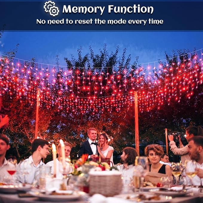 33ft Icicle Lights for Outside, Red Christmas Lights Outdoor Waterproof for House, 400 LED Twinkle Tree Lights with 75 Drops Clear Wire Short Curtain Lights for Room Home Wall Indoor Decorations