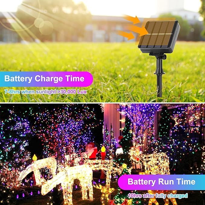 Extra-Long 288FT 800LED Solar Fairy String Lights, 4-Pack 72FT 200 LED Outdoor Twinkle Lights Waterproof, 8 Lighting Modes, Multicolor Silver Wire Lights for Deck Backyard Tree Garden Fence Pool Party