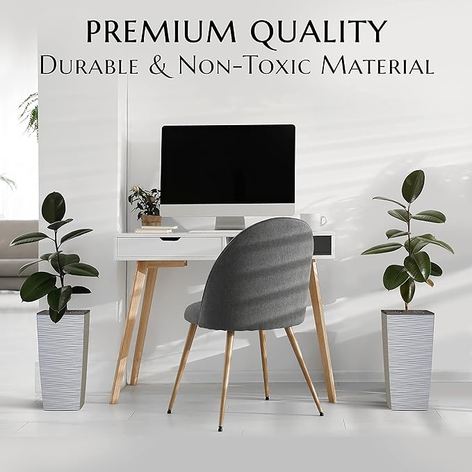 Mueller M-Resin Heavy Duty Tall Planter, Indoor/Outdoor Grande Plant, Tree, Flower Pot, 2-Piece Set, 18”, Modern Design, Built-in Drainage, Light Grey