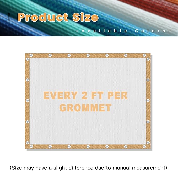 VICLLAX Shade Fabric Sun Shade Cloth with Every 2 FT Grommets for Patio Garden Pergola Cover Canopy 9x23 FT, Cream