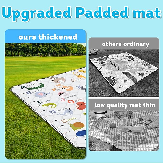 Baby Play Mat，Thick Soft 71" X 79" Playpen mat, Non-Slip and Machine Washable Baby Play Mats for Floor，Crawling Mat for Babies, Toddlers & Infants to Play and Learn (Animal Alphabet-A)