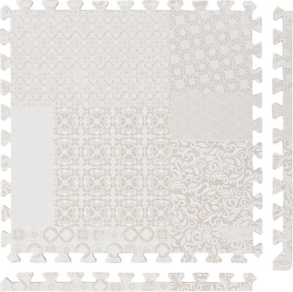 Popsykosy Premium Exercise & Baby Foam Play Mats - Stylish & Large Non-Toxic Puzzle Floor Mat - 6 Tiles - Spacious 6ft x 4ft - Peel-Resistant Reinforced Version - Soft, Thick, Waterproof -Totem Beige