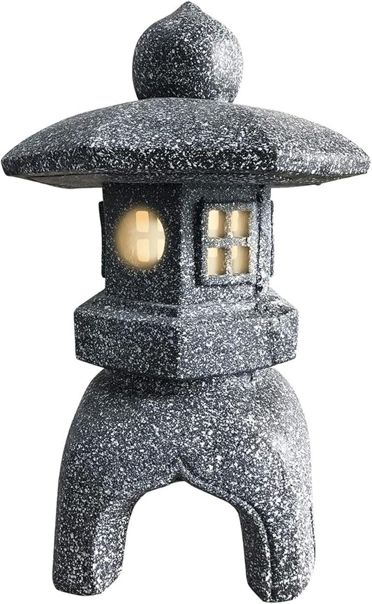 Pagoda Garden Statue Outdoor Figurine Lights Solar Powered LED Garden Decor Pagoda Light Asian Lantern Outdoor Decorations Home Tranquil Resin Waterproof Decor Lawn Yard
