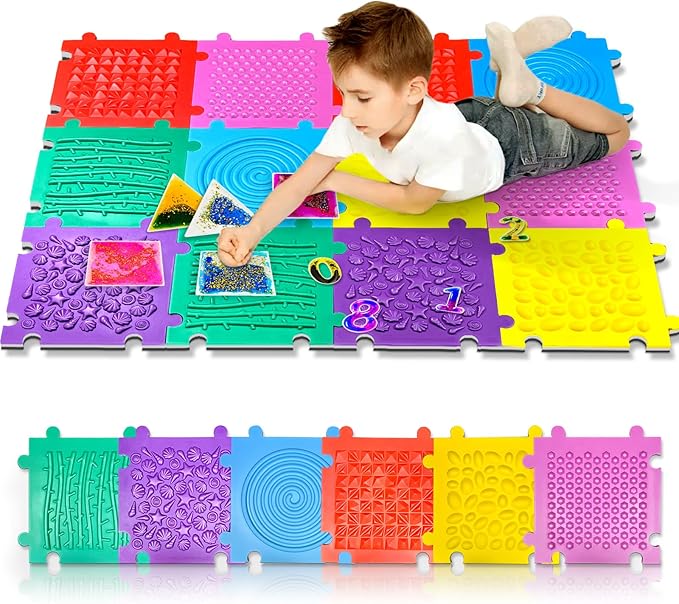 Foam Play Mat for Kids: 12 Pieces Square EVA Foam Interlocking Tile Floor Puzzle Mat, Infant and Toddler Play Mat, Soft Non-Toxic Sensory Floor Tiles for Baby Gym, Nursery, Playroom
