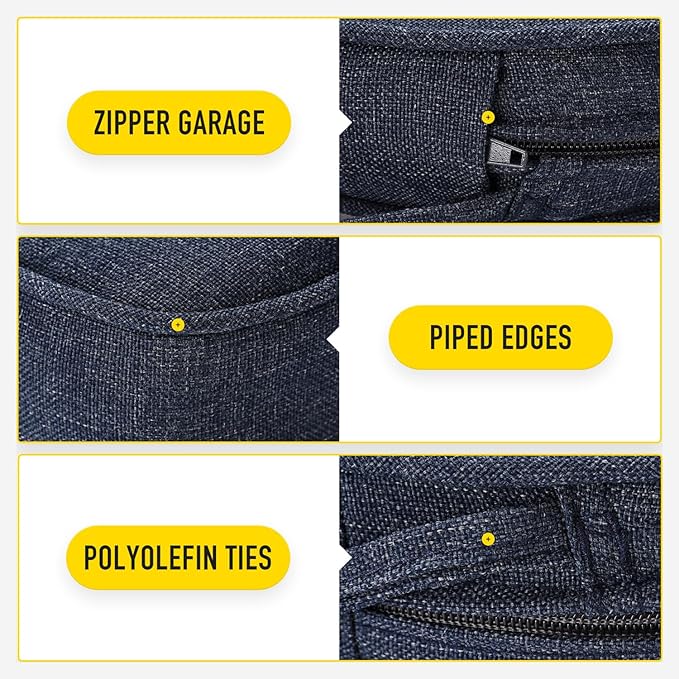 SUNROX Gel Memory Foam Chair Cushions, FadeShield Water-, Stain-Resistant Durable Reversible Seat Cushion Pads with Ties for Indoor/Outdoor Kitchen Dining Office, 17"x16", Set of 6, Heather Indigo