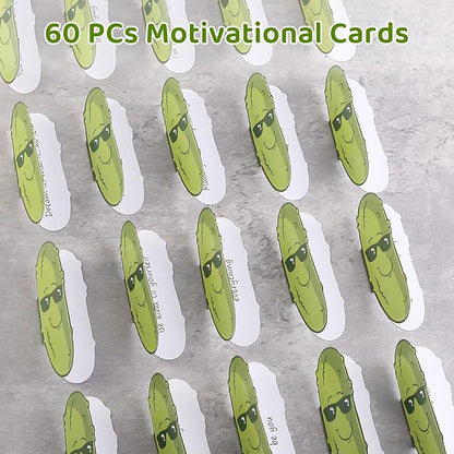 60 PCS Positive Pickle Cards Jar, Emotional Support Jar, Pickle Affirmation Cards, Inspirational Gifts for Women, Cheer Up Gifts, Unique Positive Gift for Women, Teen Girl