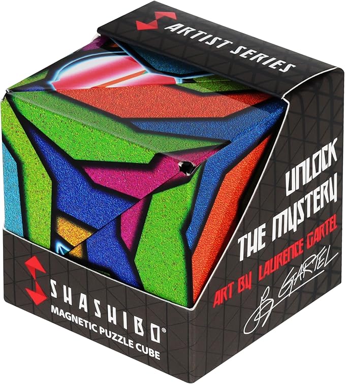 SHASHIBO Shape Shifting Box - Award-Winning Fidget Toy w/ 36 Rare Earth Magnets - Fidget Cube Transforms Into Over 70 Shapes, Sensory Toy Gift for Kids, Teens, and Adults (Stained Glass)