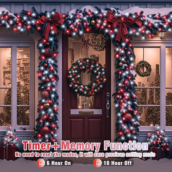 500 LED Christmas String Lights - 165ft Outdoor Waterproof Twinkle Fairy Lights, 8 Modes Plug-in With Timer Memory for Indoor Outside Bedroom Home Party Decoration, Red & White
