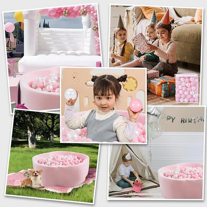 Ball Pit Balls Pack of 100 200 500 - Star and Round Set BPA Free Phthalate Free Non-Toxic Crush Proof Play Balls Soft Plastic Balls for Toddlers Baby Kids Birthday Pool Tent Party