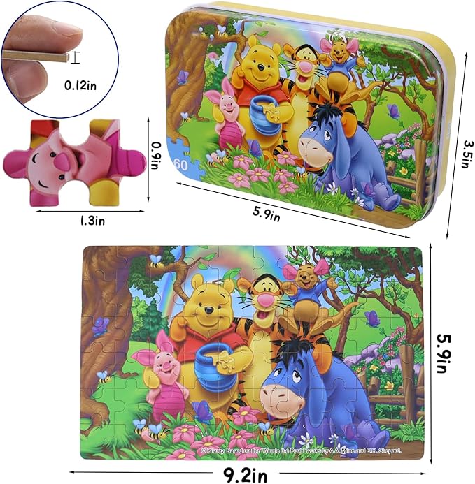 60 Piece Jigsaw Puzzles for Kids Ages 4-8 Bear Animal Party Puzzle- Family Game Reduced Pressure Toy Gift for Children (2500)