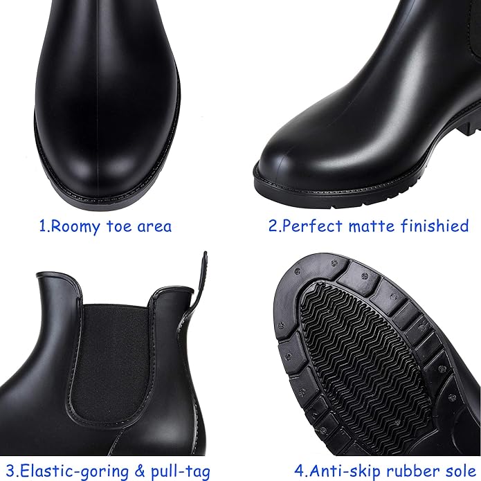 Asgard Women's Ankle Rain Boots Waterproof Chelsea Boots