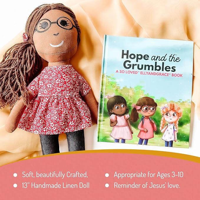 Elly & Grace Bible Stories for Kids, So Loved Collection: Book and Doll Set Teaching Christian Toddlers Faith Lessons, Great Baby Baptism Gifts for Girls (Hope Doll)