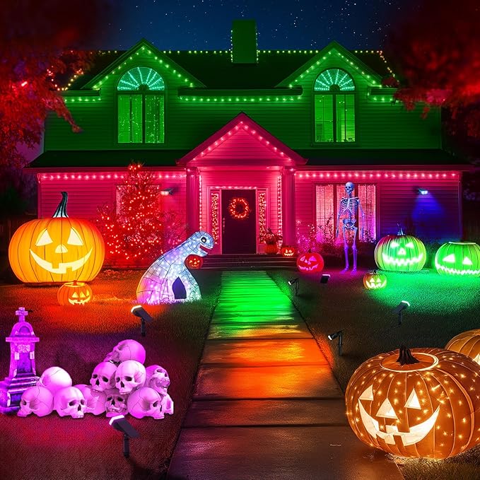 Linkind StarRayS Solar Lights Outdoor, Color Changing Solar Spot Lights Outdoor, IP67 Waterproof Colored Solar Lights for Garden, Yard, Landscape and Walkway, Multicolor, 6 Pack