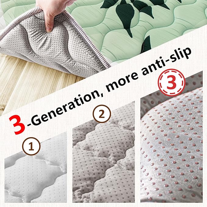 Baby Play Mat, 50x50 Playpen Mat, Thick Soft Foam Playmats for Baby, Foldable and Washable Crawling Mat for Floor(Green Leaf)