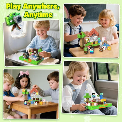 60 PCS Magnetic Blocks with Metal Box, 0.8in Mini Magnetic Building Cubes STEM Educational Toys for Kids Ages 3+ Boys Girls, Travel Airplane Classroom Play, Birthday Christmas Toy Gifts