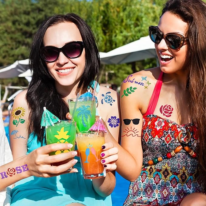 Yazhiji 167 PCS Temporary Tattoo Stencils for Kids, Face and Body Paint Stencils, Girl Boy Glitter Tattoos Pack for Kids Halloween School Show Birthdays Summer Christmas Party Favor Supplies