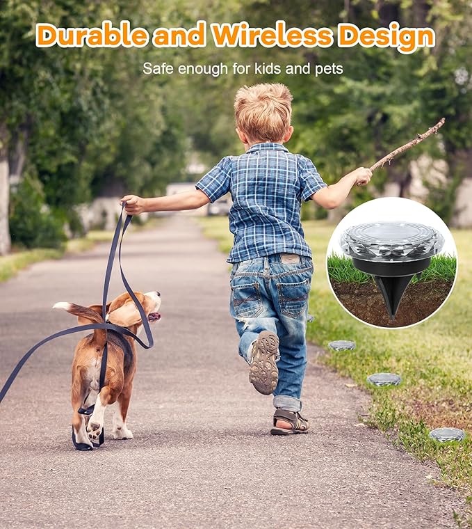 Solar Ground Lights,10 Pack Solar Powered Pathway Lights Outdoor,15Hrs Lasting,IP65 Waterproof,8 LED Solar Disk Light for Patio Driveway Walkway Garden Lawn Path Landscape