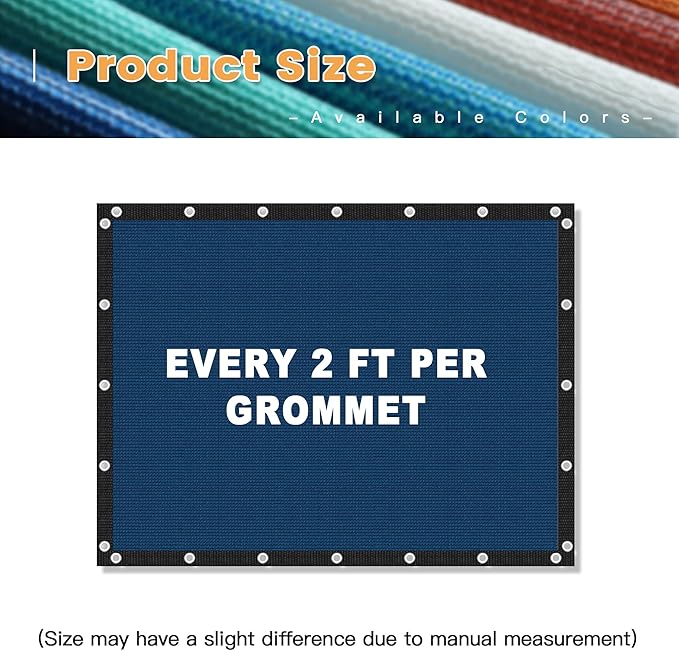 VICLLAX Shade Fabric Sun Shade Cloth with Every 2 FT Grommets for Patio Garden Pergola Cover Canopy 6x18 FT, Dark Blue