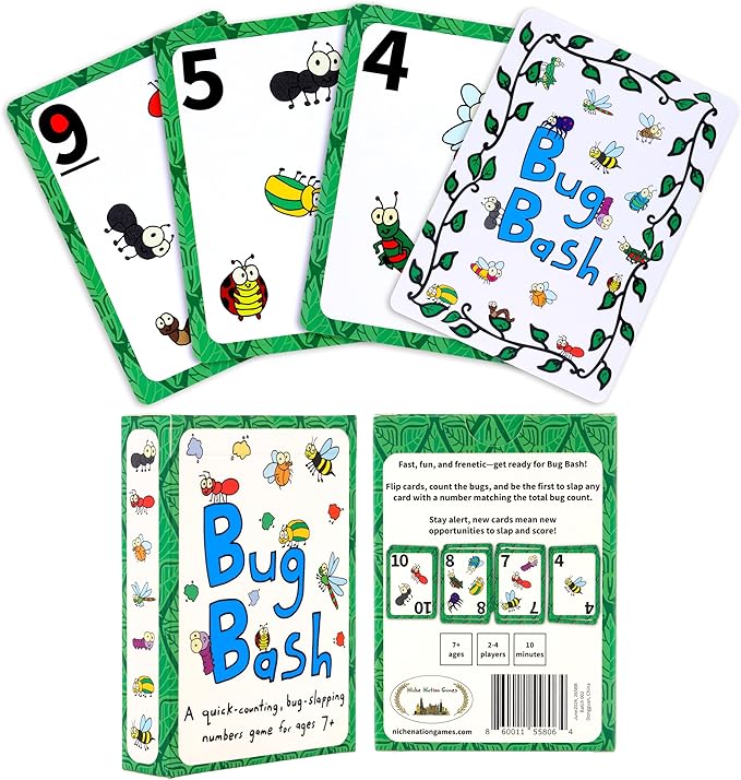 Bug Bash Card Game- Award-Winning Kids Brain Game for Ages 7-12 - Quick-Counting Bug-Slapping Game Fast, Fun, and Frenetic - Smart Games for Kids 7-12 and 2-4 Players