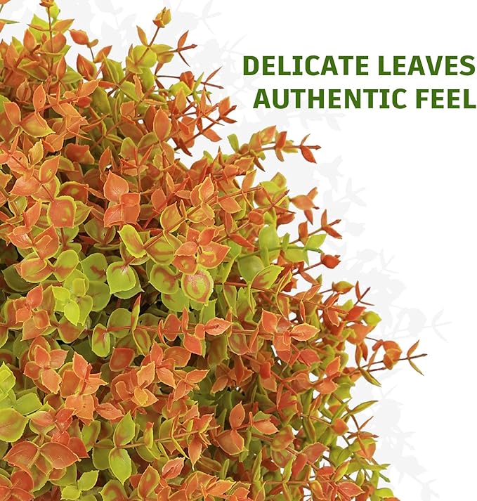 24" Fall Plants Artificial Boxwood Topiary Trees, UV Resistant Faux Bushes with Ground Spike, Fake Shrubs for Outdoor Planters, Front Porch, Patio, Yard Decor Set of 2