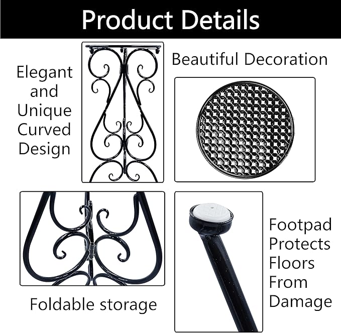 Metal Plant Stand Indoor Outdoor, Single Flower Pot Stands 22.5 Inch Tall, Planter Pedestal Holder for Patio Corner Garden Porch Farmhouse, Black(1 Pack)