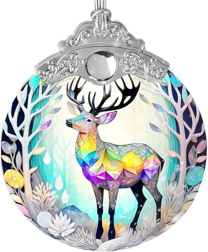 Stained Glass Suncatcher, Jocidea Deer Ornament, Christmas Ornaments, Holidays Ornaments, Christmas Tree Decor, Deer Decor for Home, Deer Gifts