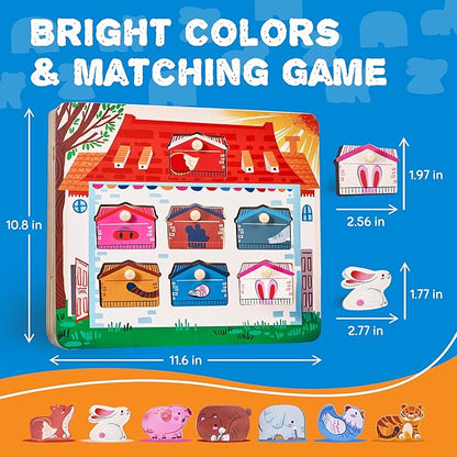 JoyCat Wooden Puzzles for Toddlers 1-3, Montessori Toys for 1 2 Year Old Boy Girl Birthday, Animal Matching Animal Body, Toddlers Puzzles Aged 2-4 for Preschool Learning Activities