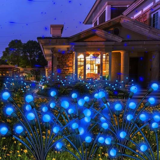 Solar Garden Lights Outdoor, 2 Pack 20 LED Blue Firefly Lights, Waterproof, Sway by Wind, for Yard Patio Backyard Garden Planter Flower Bed Pathway Decoration