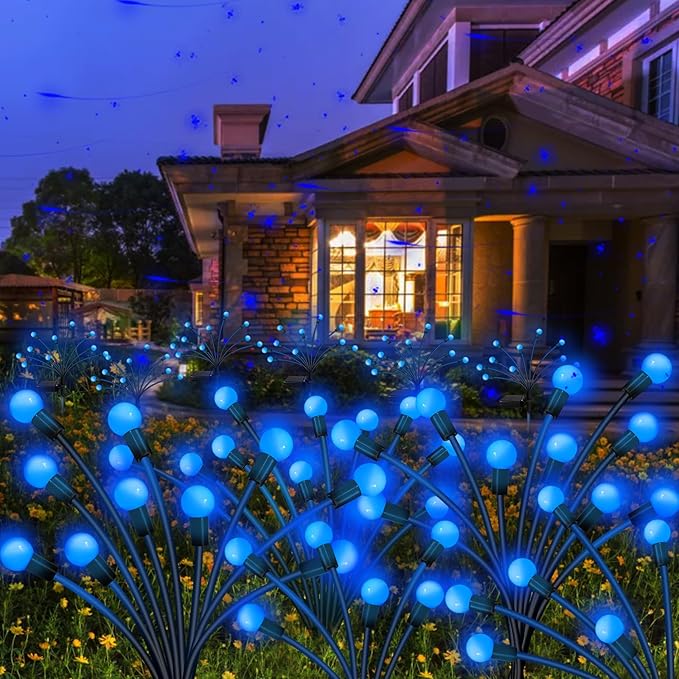 Kohlrabi Solar Garden Lights Outdoor, 6 Pack 60 LED Firefly Lights, Waterproof, Sway by Wind, for Yard, Patio, Backyard, Garden, Planter, Flower Bed, Pathway Decoration