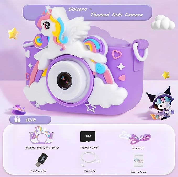 Kids Camera Toys for 3 4 5 6 7 8 Year Old Girls: Toddler Camera Birthday for Kids, 1080P Digital Video Camera for Girls Boys Party Outdoor Travel